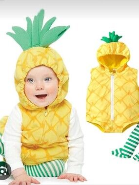 Infant Pineapple Halloween Costume Hooded Bodysuit Size 12 months
